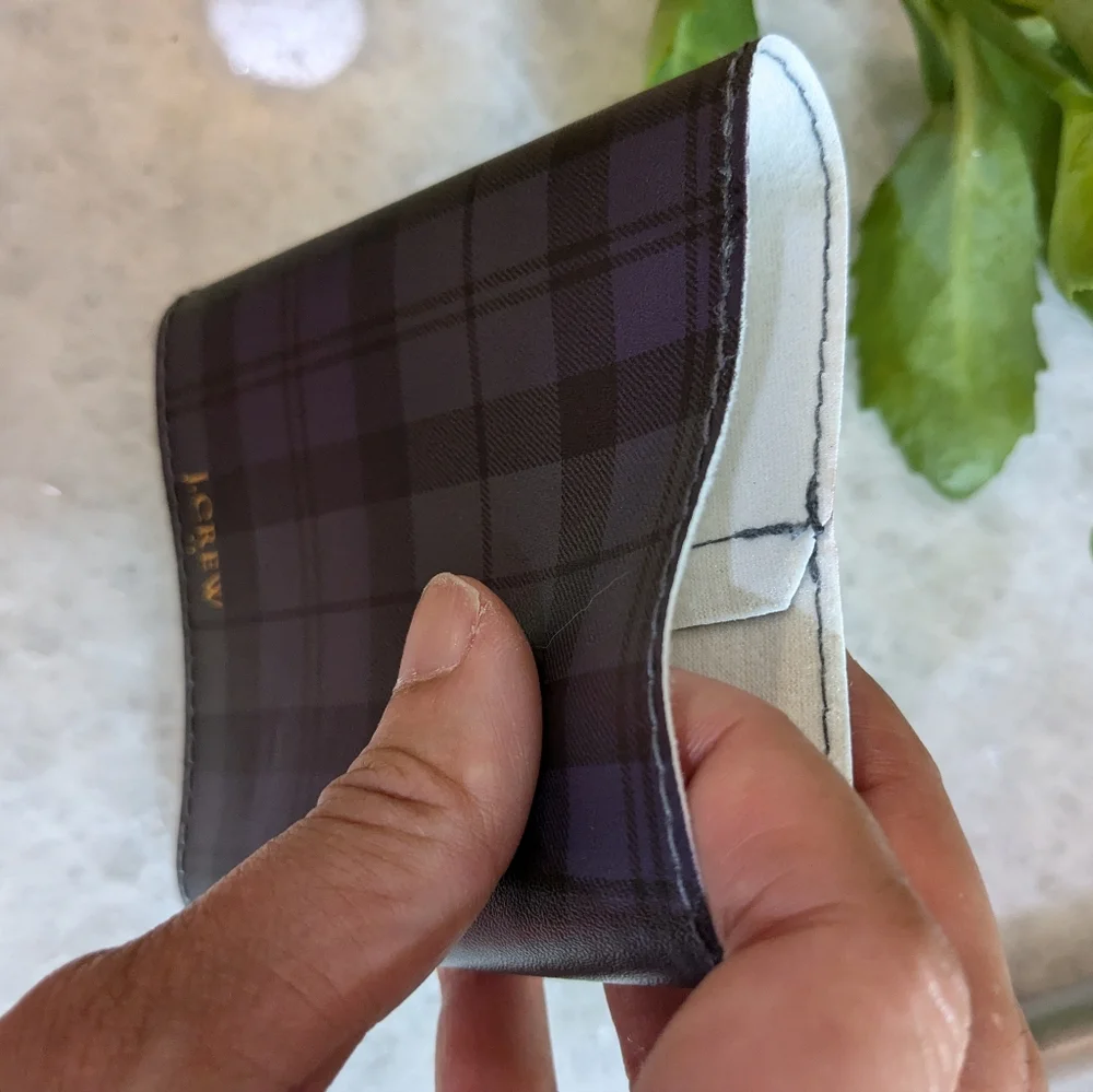 J. Crew Stainless Steel Flask Purple Plaid Cover